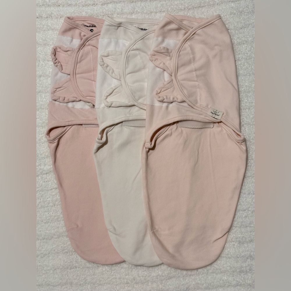 3-Pack Soft Cotton Baby Sleep Sacks in Pale Pink and Cream